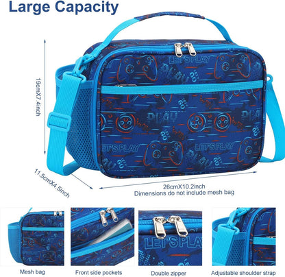 RHCPFOVR Kids Initial Lunch Bag - Insulated Lunch Box for Boys Girls,Washable Lunch Bag and Reusable Toddler Leak-proof Lunchbox for School and Daycare - Colors A