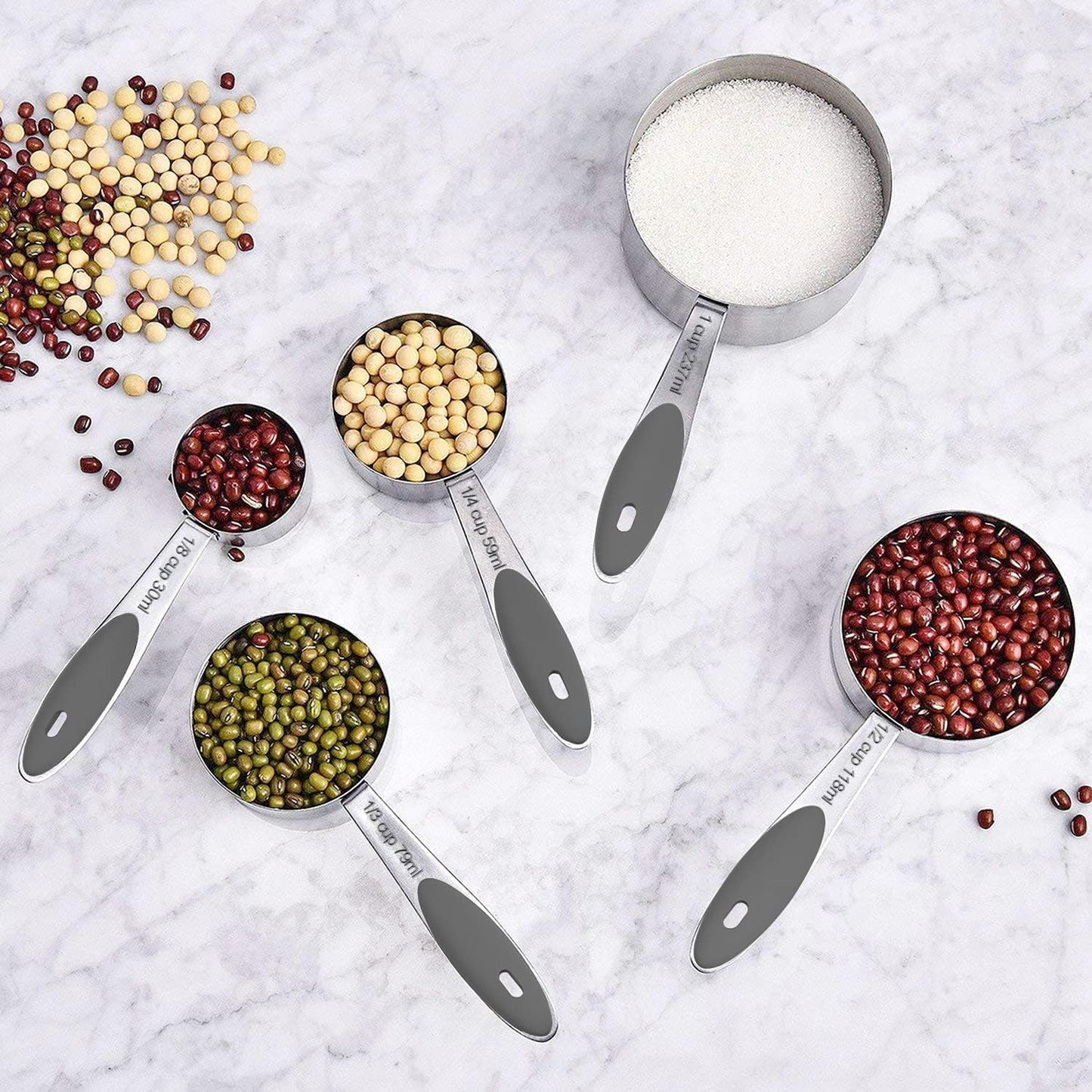 Wildone Measuring Cups and Magnetic Measuring Spoons Set, 16Pcs | 8 Stainless Measuring Cups, 7 Double-sided Magnetic Measuring Spoons & leveler for Spice Jar and Liquid Measuring, Multicolor