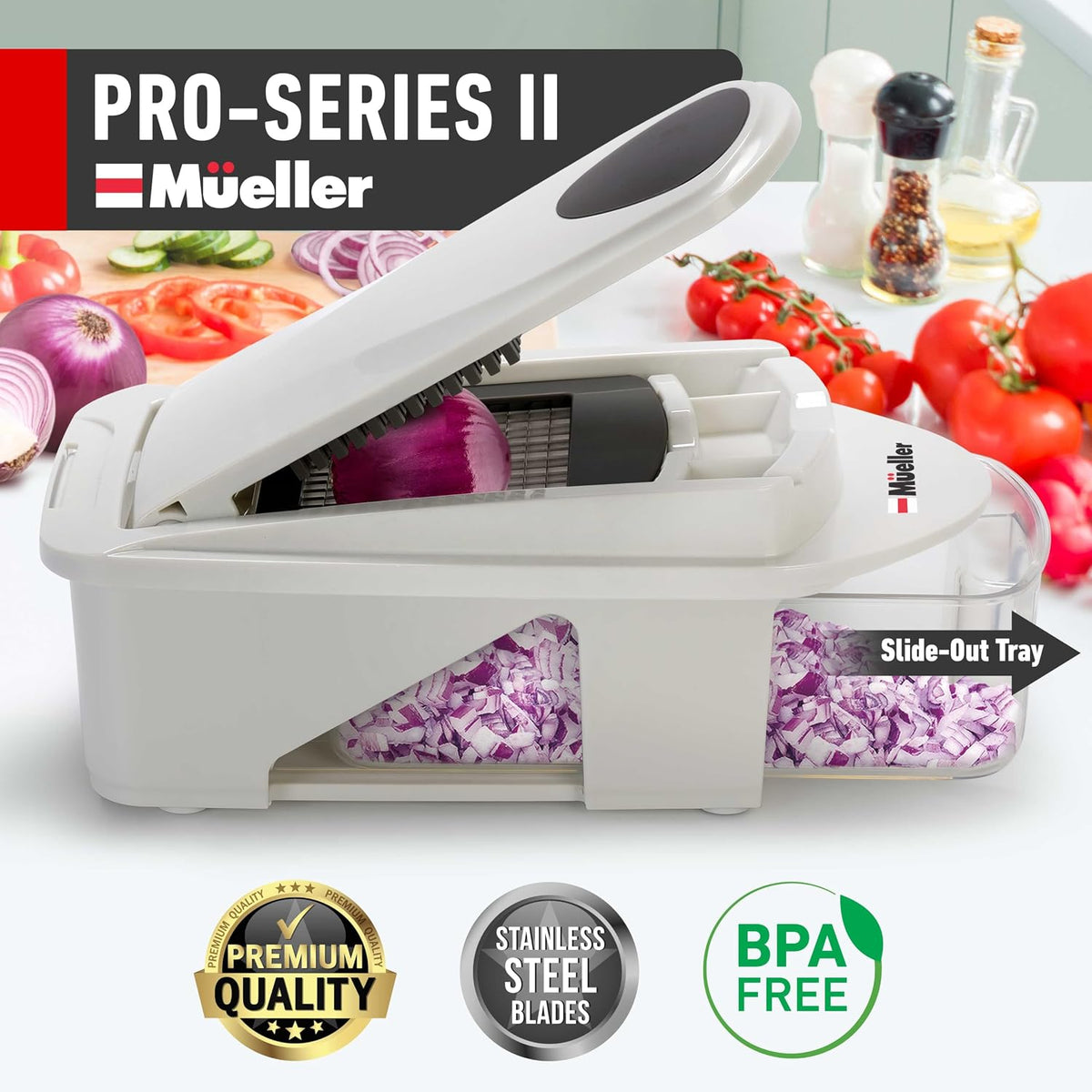 MUELLER HOME Pro-Series 10-in-1 Stainless Steel Multi Vegetable Chopper