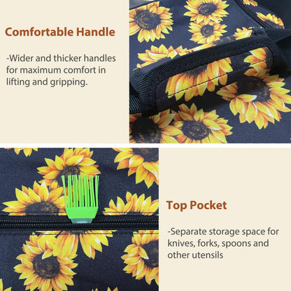 Insulated Casserole Carrier Bag, Expandable Thermal Food Carrier Insulated Travel Carry Bag for Hot or Cold Food for Picnic Cookouts Potluck Parties Fits 9" x 13" Baking Dish (Blue)