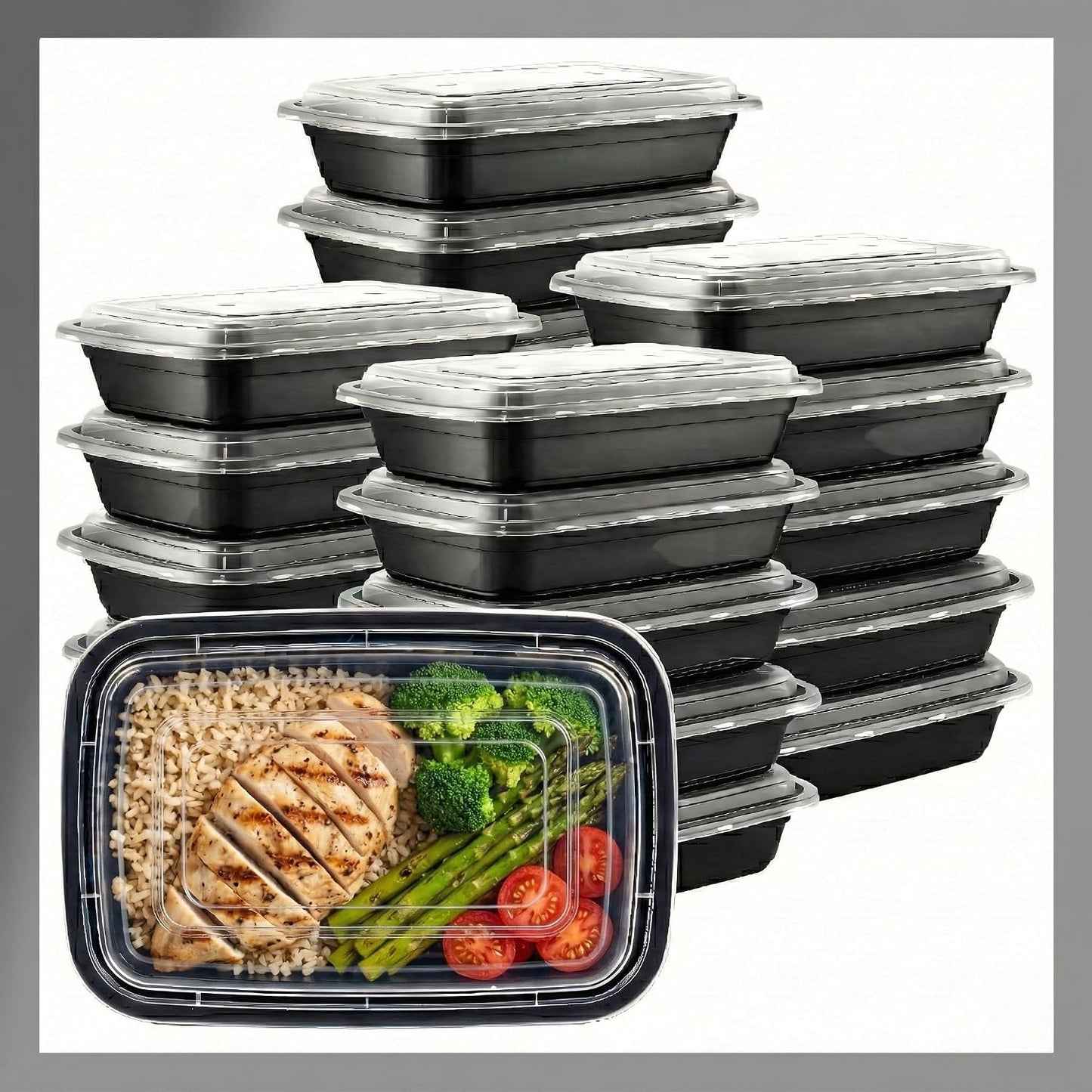 Meal Prep Containers [10 Set] 38 oz with Lids, 1 compartment, Stackable, Reusable, Leakproof, Food Safe, Microwave, Freezer & Dishwasher Safe for Food Prep Storage Bento Box (10 Set, 38 oz)