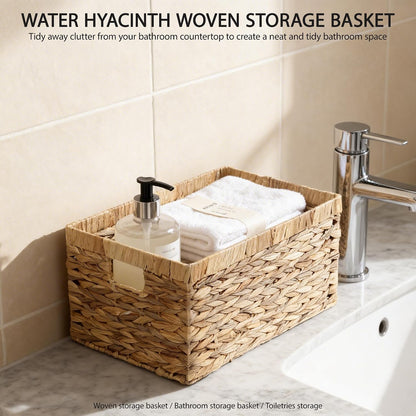 Storage Container, Natural Water Hyacinth Storage Bins Rectangular Basket,Arts and Crafts.