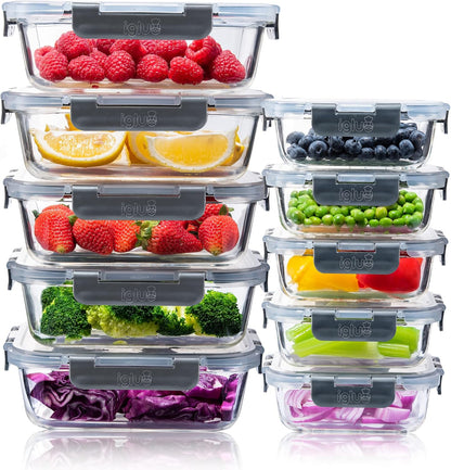 Igluu Meal Prep Glass Containers with Air Vent Lids (5 Pack+Extra Lid) – Airtight & BPA-Free – Oven, Microwave, Freezer and Dishwasher Safe – 28oz – Durable Borosilicate Glass