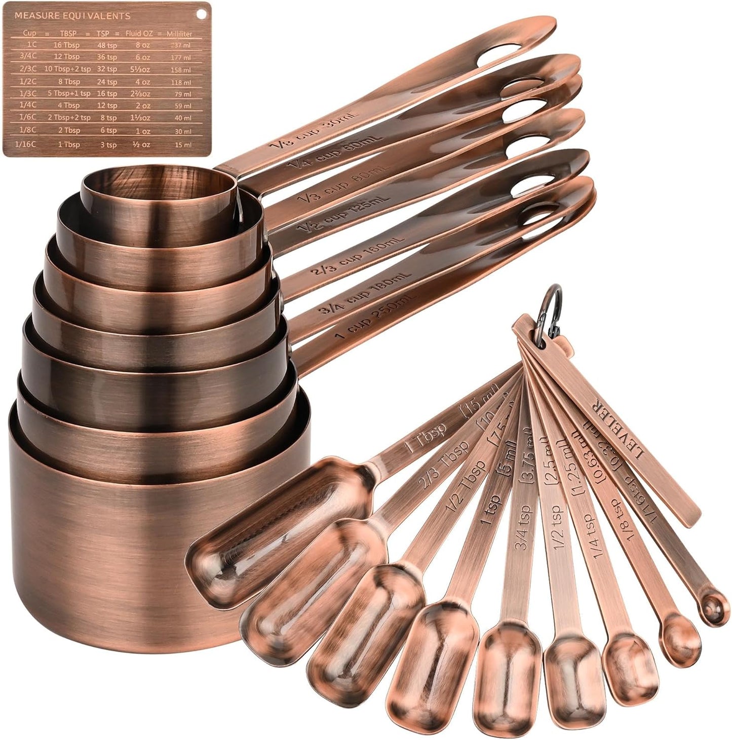 Measuring Cups and Spoons Set of 12, Stainless Steel Stackable Measuring Cups and Spoons Set With Leveler, Metal Measuring Spoons and Cups for Dry or Liquid Ingredients During Kitchen & Baking