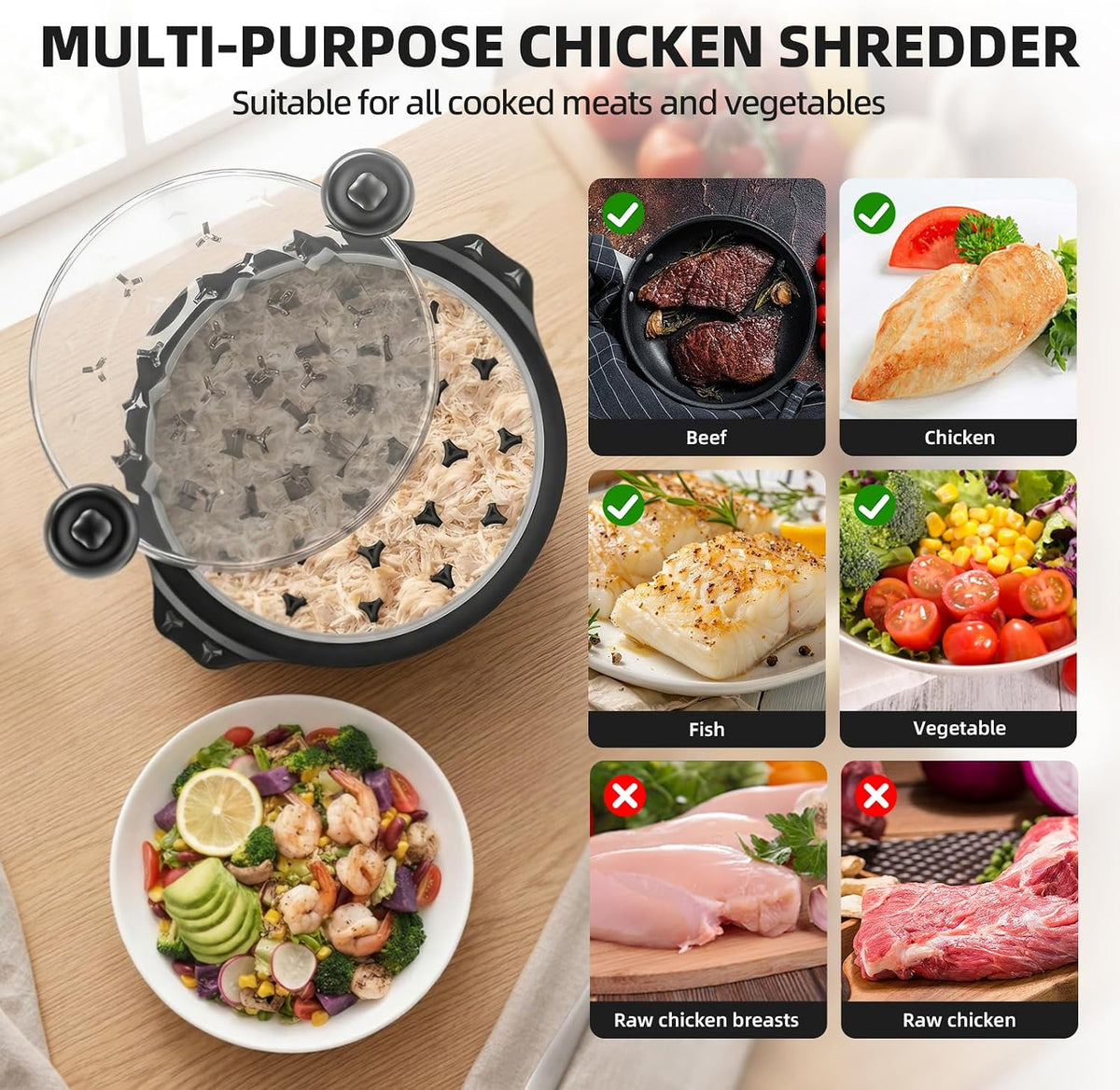 TQRR 10'' Pro Chicken Shredder Tool Twist Large, Meat Grinder for Kitchen