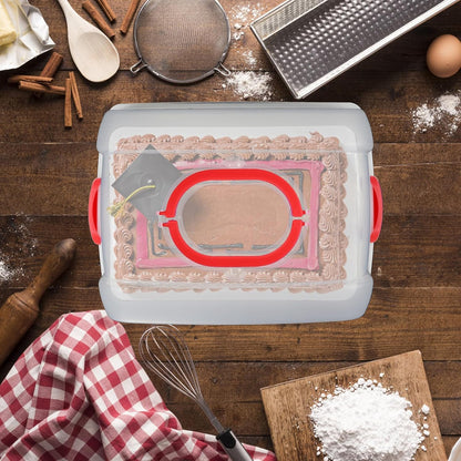 2in1 Cupcake Carrier and Cake Keeper with Lid, Rectangle Pie Carrier,Large Portable Storage Container for Storing 12 Cupcakes or 1 Large Cake (Blue)