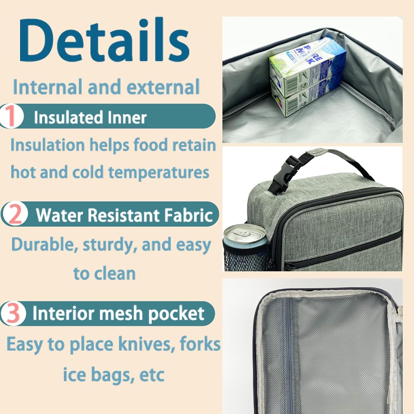 Kulle Astronaut Lunch Box for Boys, Insulated Kids Lunch Bag with Freezable Compartment, Thermal Reusable Lunchbox for School, Outdoor, Daycare - Space Theme Design