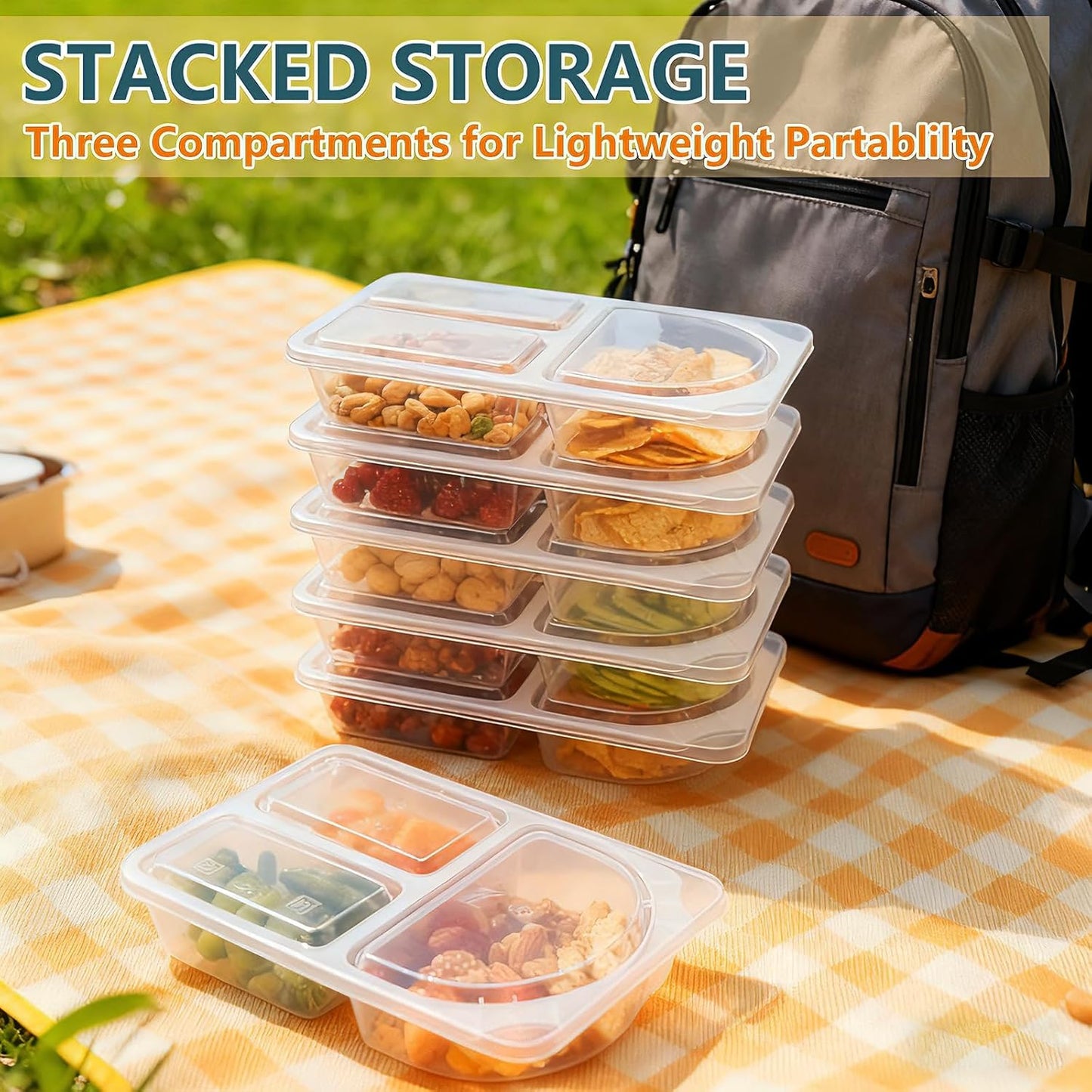 9 OZ Reusable Snack Containers with Lids for Kid & New Snack Containers,Snack Pack Containers ,Small 3 Compartment Condiment Containers,Perfect for Snacks, Condiments, Meals Prep & On-the-Go (20 Sets)