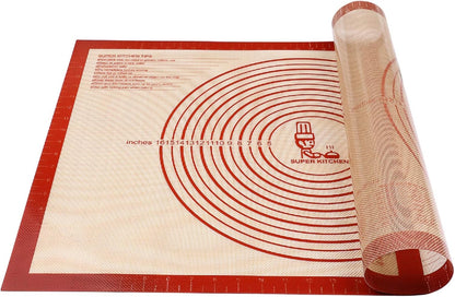 Non-slip Silicone Pastry Mat Extra Large with Measurements 36''By 24'' for Baking Mat, Counter/Dough Rolling/Oven Liner/Fondant/Pie Crust（Red）