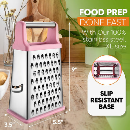 Spring Chef Stainless Steel XL Cheese Grater for Kitchen, Green