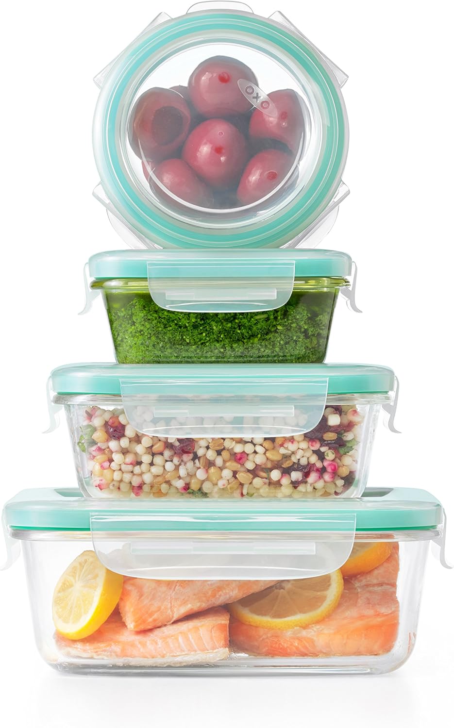 OXO Good Grips 4-Piece Smart Seal Leakproof Mini Glass AirtightContainer Set