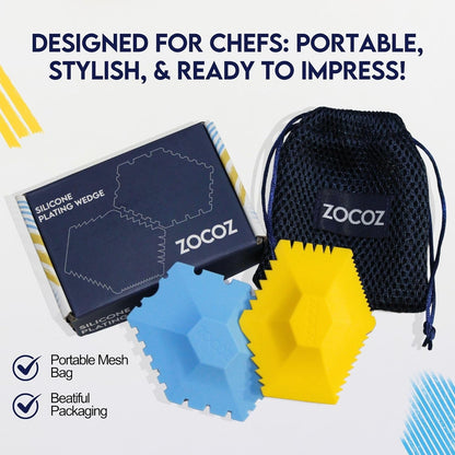 Chef Plating Tools Culinary Set - 2 Silicone Wedges with 12 Patterns - Professional Chef Tools for Food Plating, Pastry Art, and Chef Gifts