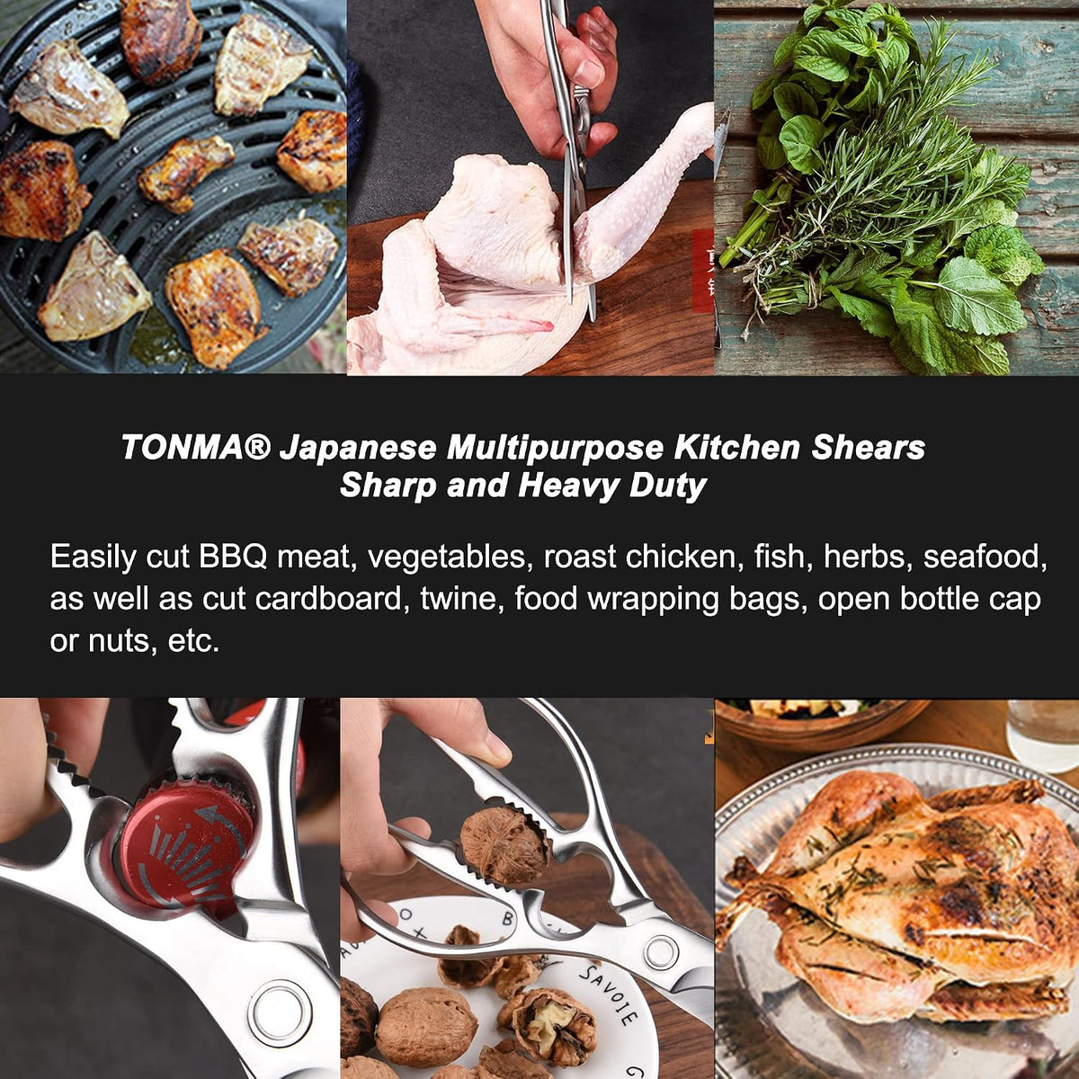 TONMA Kitchen Scissors, Made in Japan, All-Purpose Kitchen Shears, TKM-10