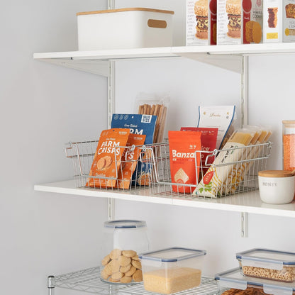 TRINITY 2-Pack Stackable Metal Wire Storage Baskets With Handles, EcoStorage Chrome, 11 Inches