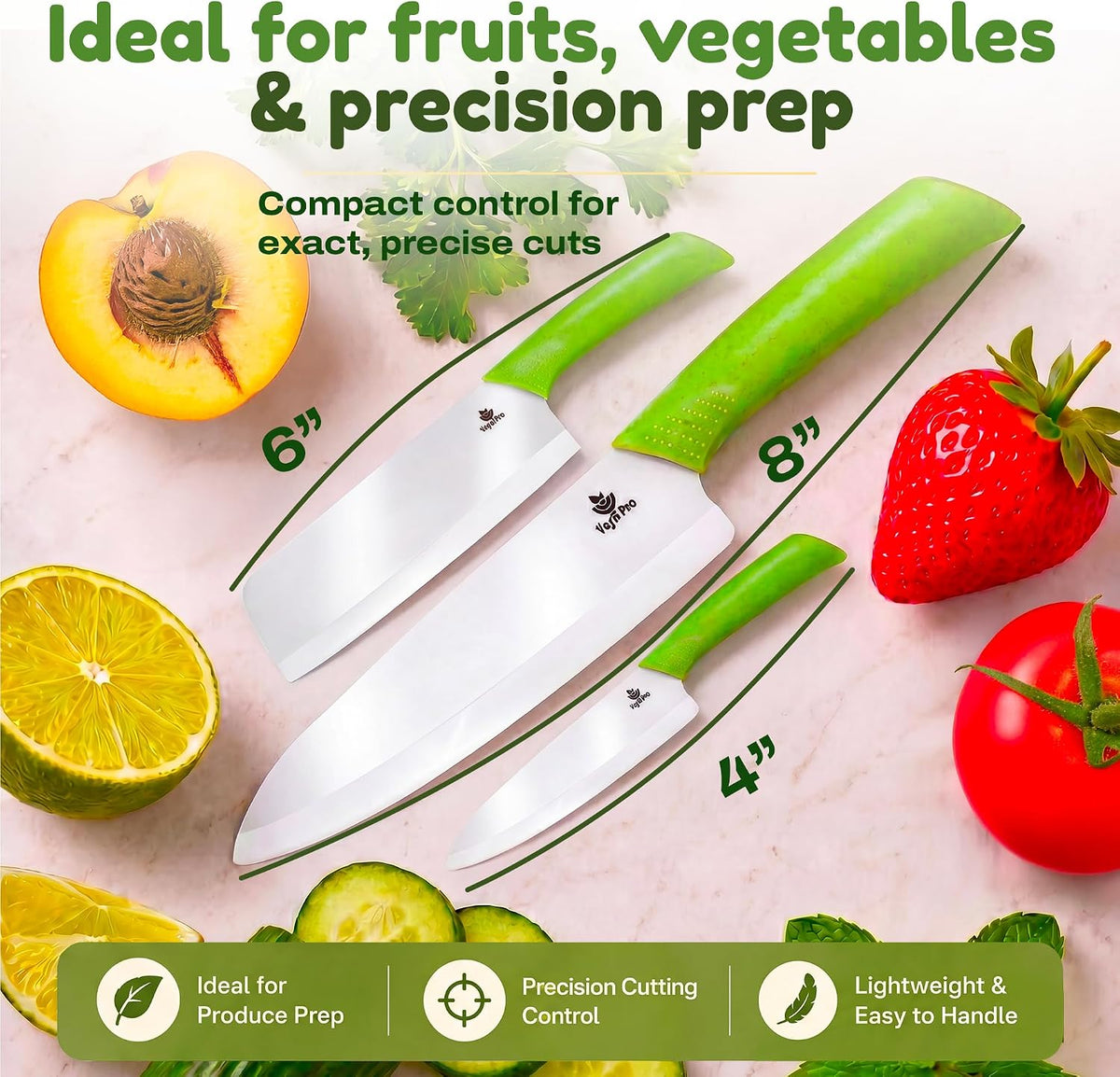 Ceramic Knife Set, 2 Piece, 6 and 4 Inch Sharp Kitchen Blades