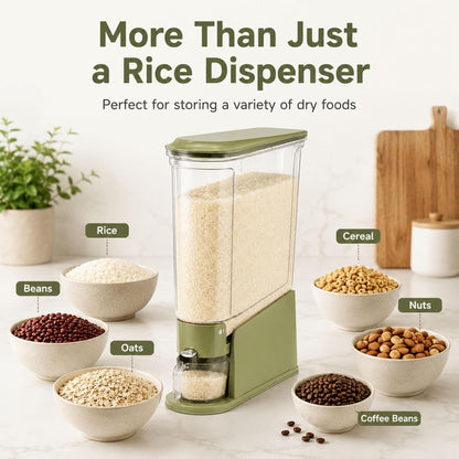 ROOM127 Rice Dispenser 22 Lbs, Large Airtight Grain Container, Cream White | Family Size Storage, BPA-Free, Moisture-Proof Seal, One-Touch Pouring, Clear Window, for Cereal, Beans, Oats & Dry Food