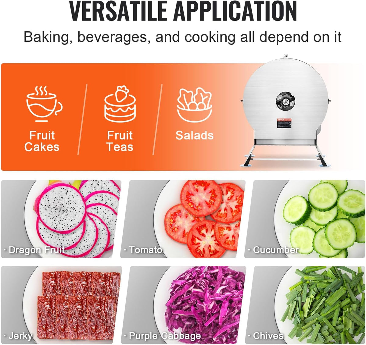VEVOR Manual Vegetable Fruit Slicer, 0-0.5"/0-12mm Thickness Adjustable Commercial Slicer Machine, Stainless Steel Food Cutter Slicing Machine with 2 Spare Blades, for Potato, Cucumber, Lemon, Tomato