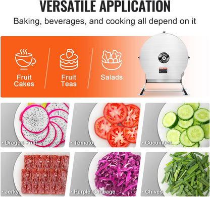 VEVOR Manual Vegetable Fruit Slicer, 0-0.5"/0-12mm Thickness Adjustable Commercial Slicer Machine, Stainless Steel Food Cutter Slicing Machine with 2 Spare Blades, for Potato, Cucumber, Lemon, Tomato