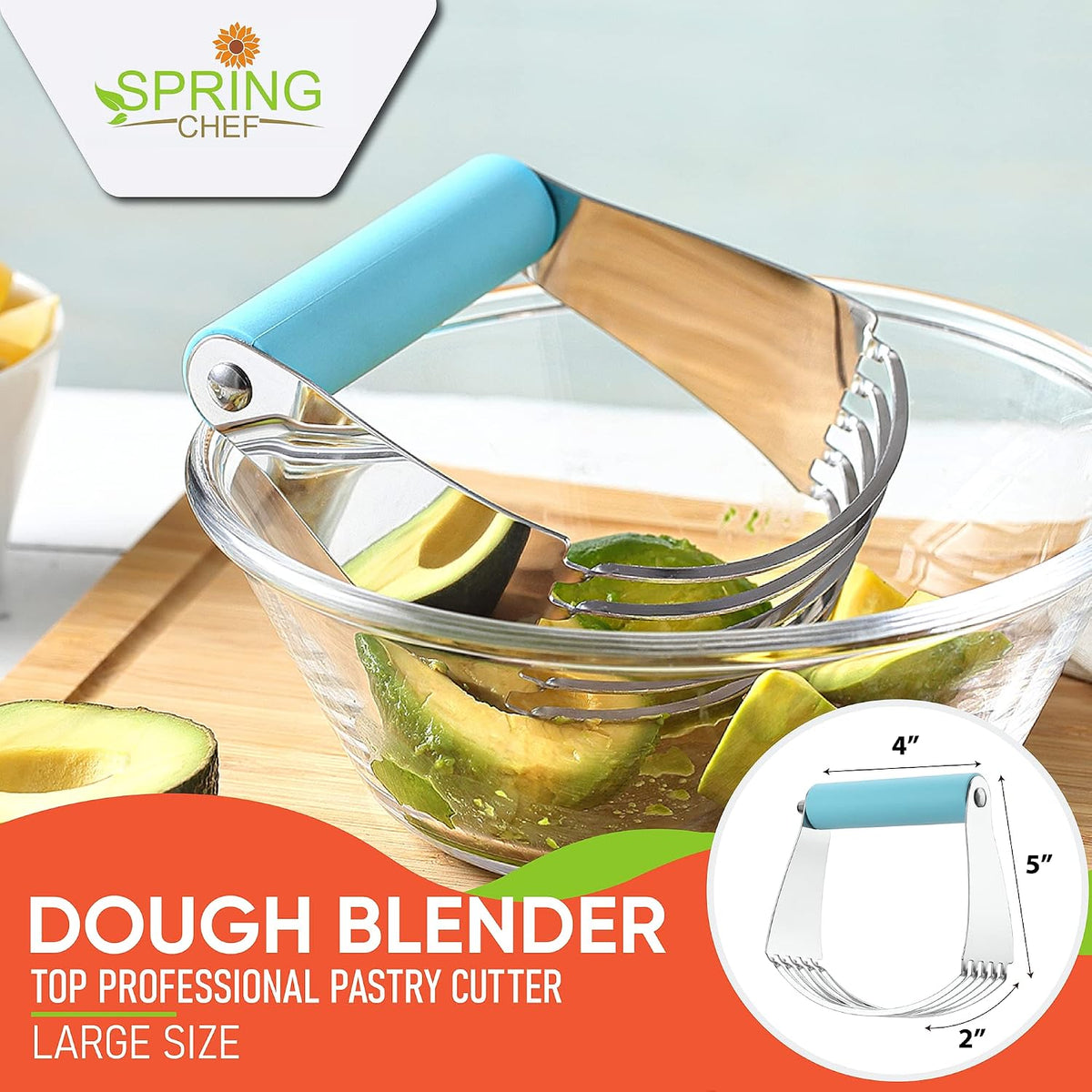 Spring Chef Large Dough Blender For Baking - Durable Pastry Blender - Black