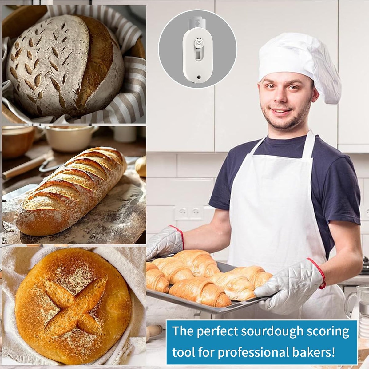 Herda Bread Lame Dough Scoring Tool, Retractable Magnetic Design