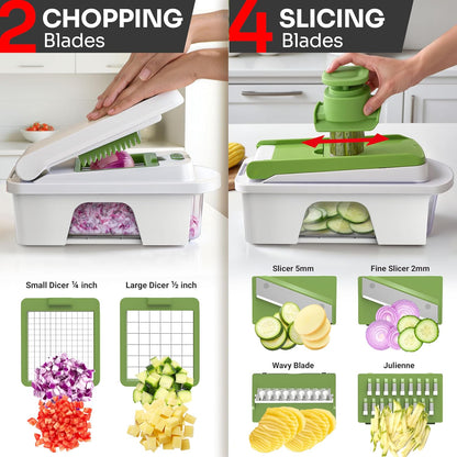 MUELLER HOME Pro-Series 10-in-1 Stainless Steel Multi Vegetable Chopper