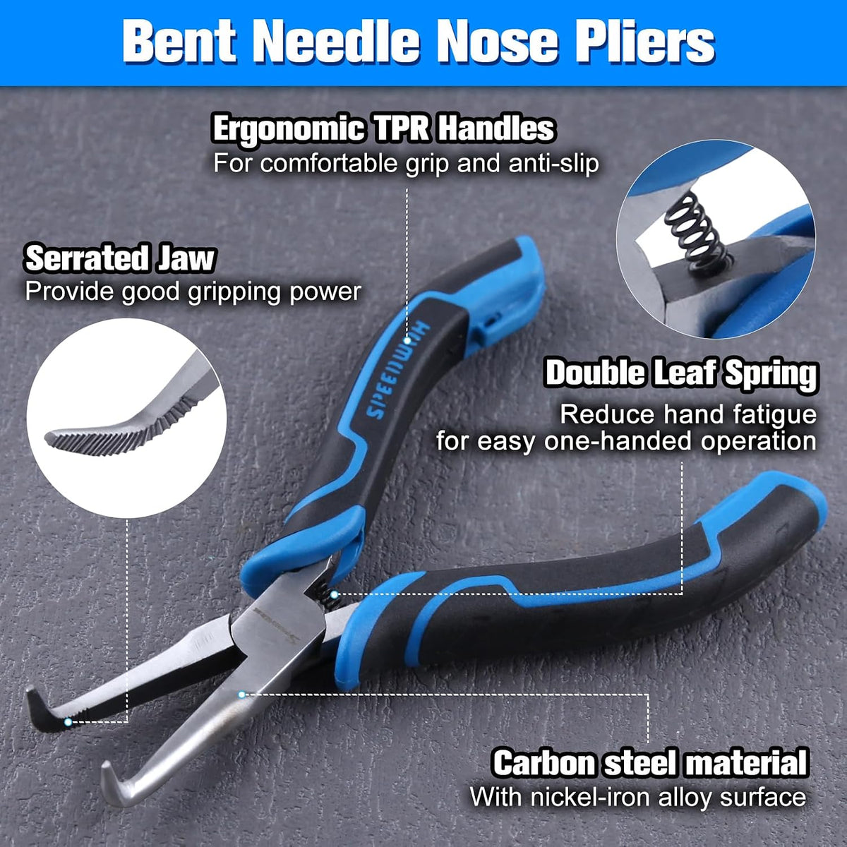 SPEEDWOX Long Reach Bent Needle Nose Pliers With Smooth Jaw Angled Needle Nose Pliers For Jewelry Making Fish Bone Pliers Tweezers Bent Chain Nose Pliers For Wire Bending And Small Object Gripping