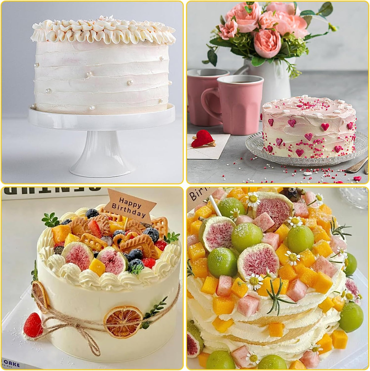 Cake Scraper,4PCS Clear Acrylic Cake Decorating Scraper Set