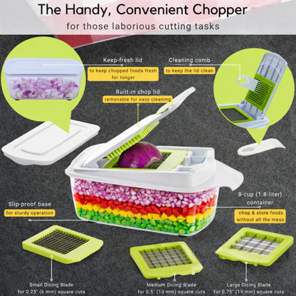 Brieftons QuickPush 8-Cup Push-Down Manual Vegetable Chopper & Food Dicer