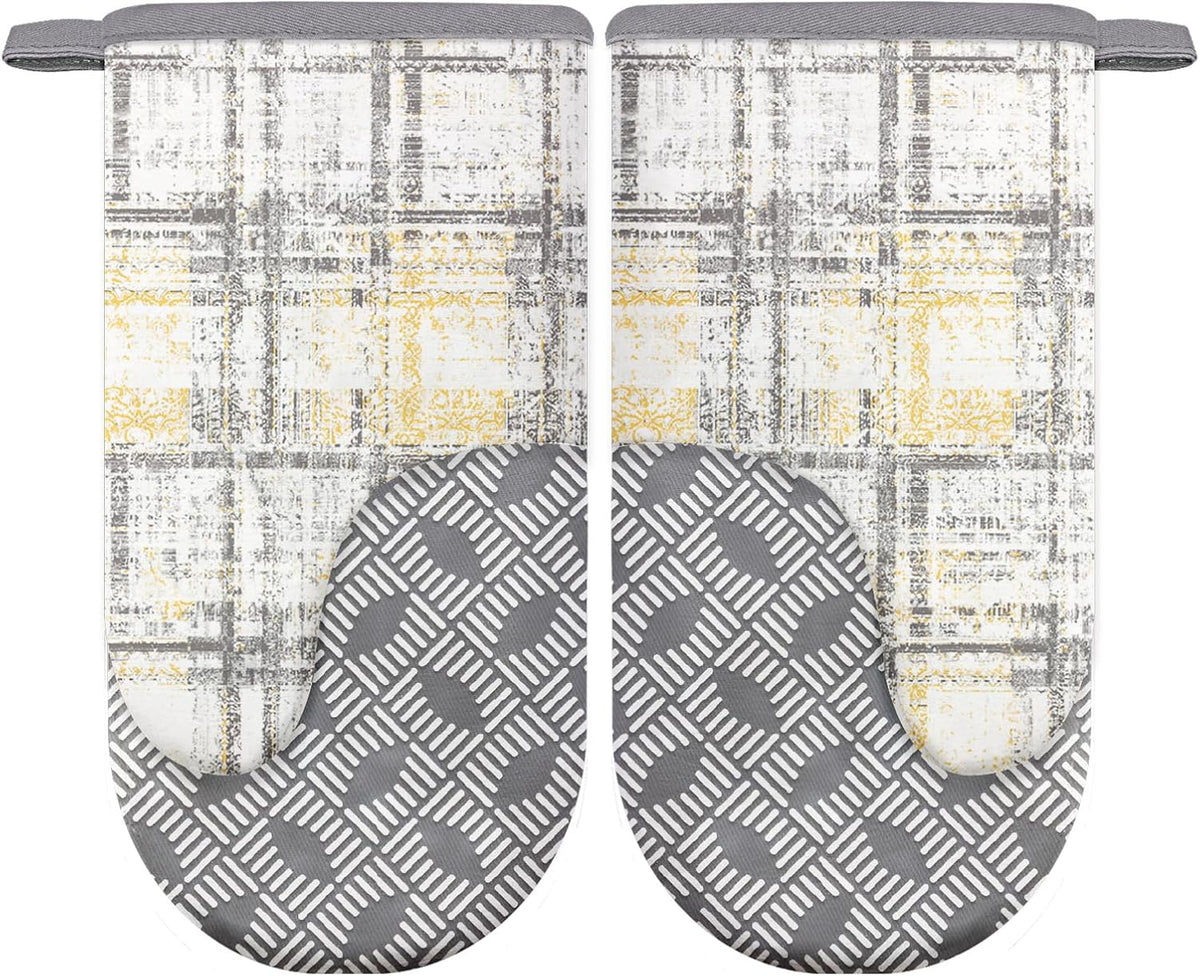 Mini Silicone Oven Mitts, Heat Resistant Kitchen Mittens 2-Pack Set