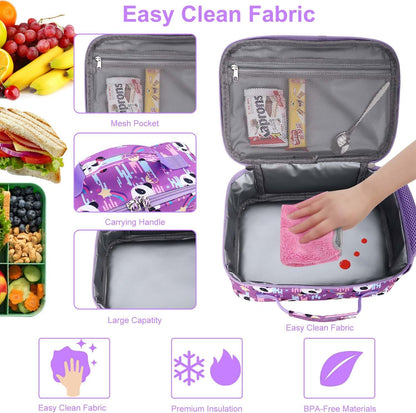 RHCPFOVR Kids Lunch Bag - Insulated Lunch Box for Boys Girls,Washable Lunch Bag and Reusable Toddler Leak-proof Lunchbox for School and Daycare - Colors B
