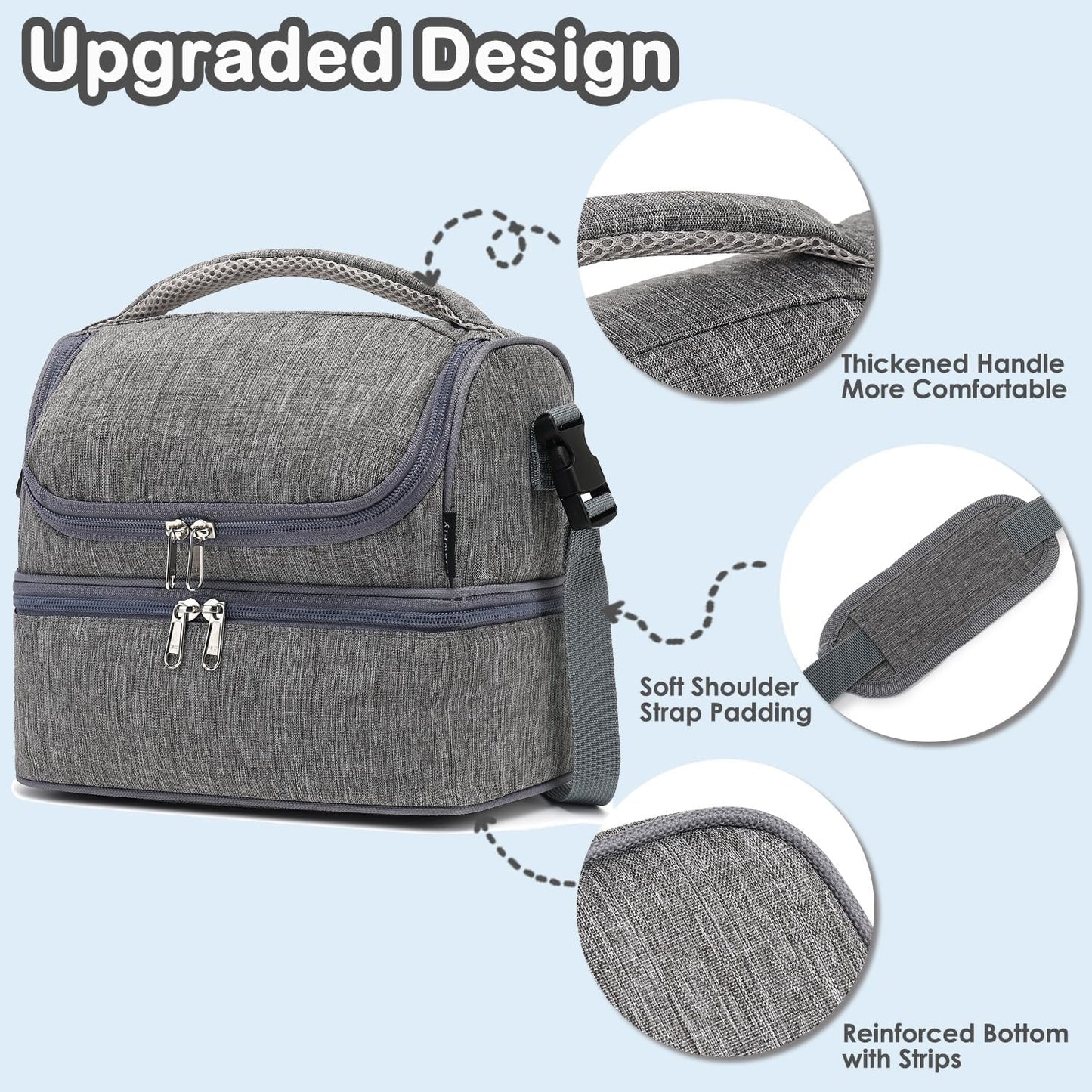 FlowFly Kids Double Decker Cooler Insulated Lunch Bag Large Tote for Boys, Girls, Men, Women, With Adjustable Strap, Unicorn