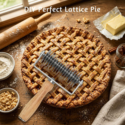 Pastry Lattice Roller Cutter, Pastry Cutter for Pie Bread Beef Wellington
