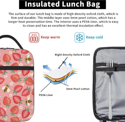Dinosaur Volcano Insulated Lunch Bag for Women & Men, Reusable Leak-Proof Lunch Box with Cooler Compartment, Lunch Tote for Adults Work Travel Picnic Durable & Washable
