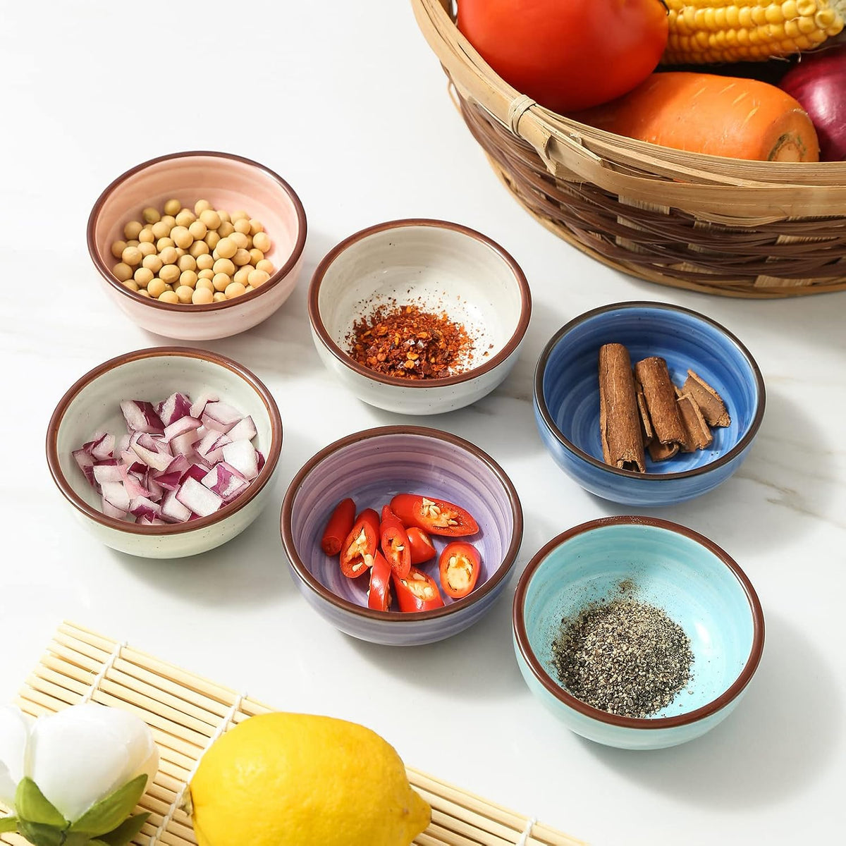 Selamica Ceramic 2.6 OZ Soy Sauce Dish, Set of 6, Matte Black