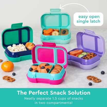 Bentgo Kids Snack - 2 Compartment Leak-Proof Bento Box Container for Snacks and Small Meals, Easy-Open Latch, Dishwasher Safe, BPA-Free for School, Daycare, & Sports - Ideal for Ages 3+ (Gray)