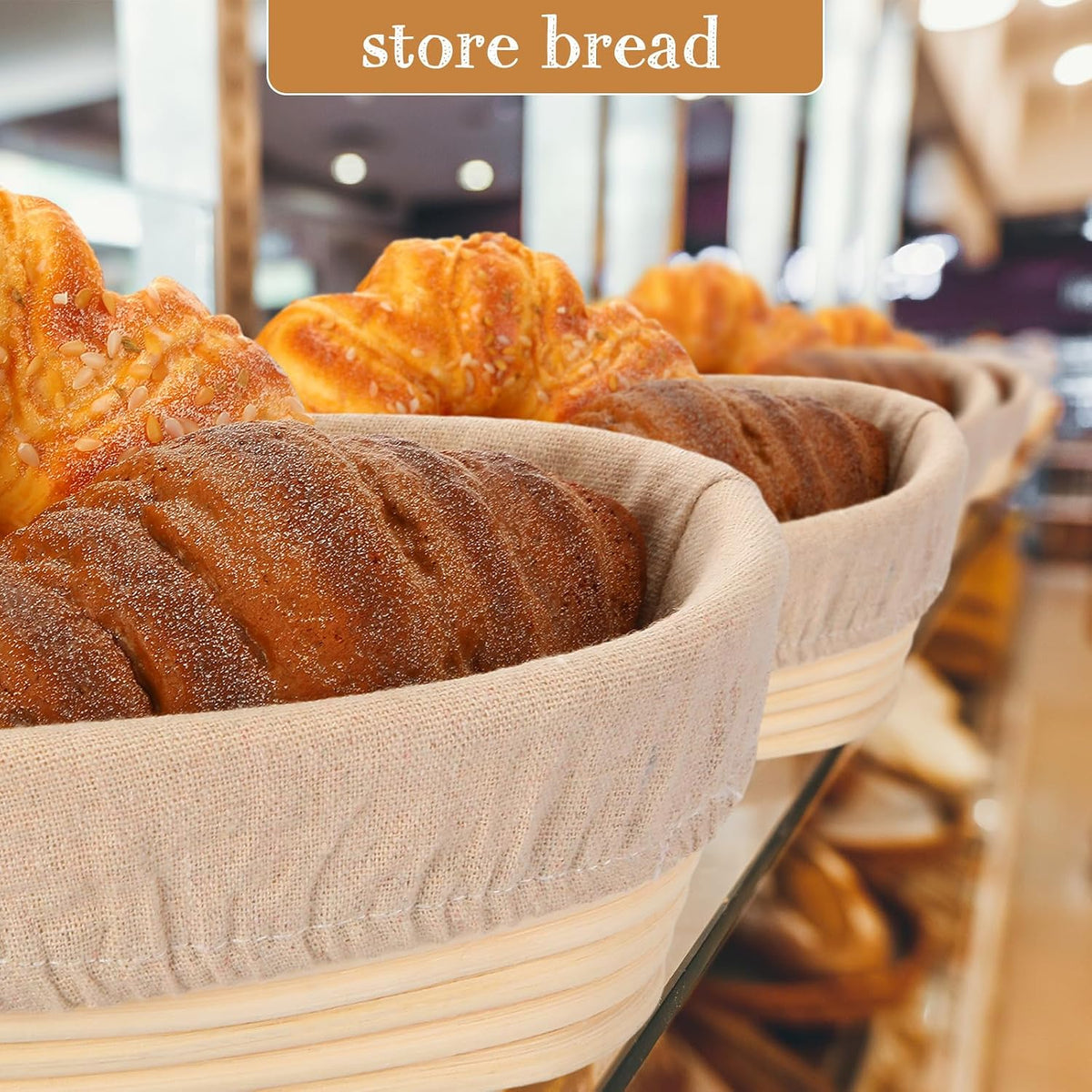 Gejoy 12 Set Oval Bread Proofing Baskets Banneton with Liner,10 Inch