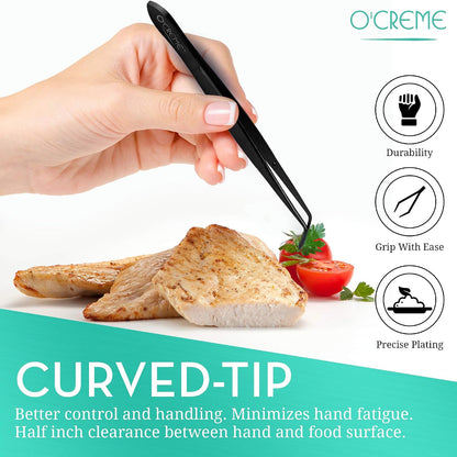 O'Creme Stainless Steel Precision Kitchen Tweezer Tongs 6.25" with Fine Tip (Purple)