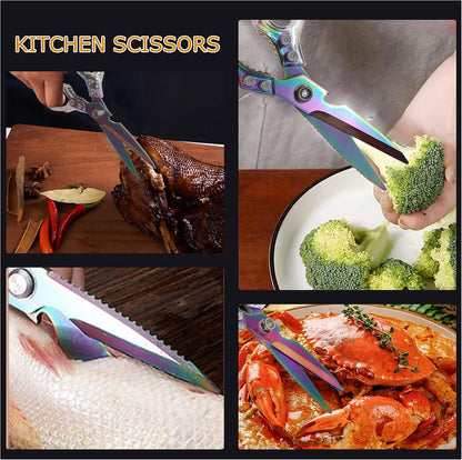 Heavy Duty Sharp Kitchen Scissors, Dishwasher Safe, Cooking Shears for Meat, Chicken, Fish, Poultry, Herb, Bread (Red)