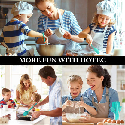 HOTEC Heat Resistant 600℉ Food Grade Silicone Rubber Spatula Set for Baking, Cooking, and Mixing Non Stick Dishwasher Safe BPA-Free Multicolor Set of 5