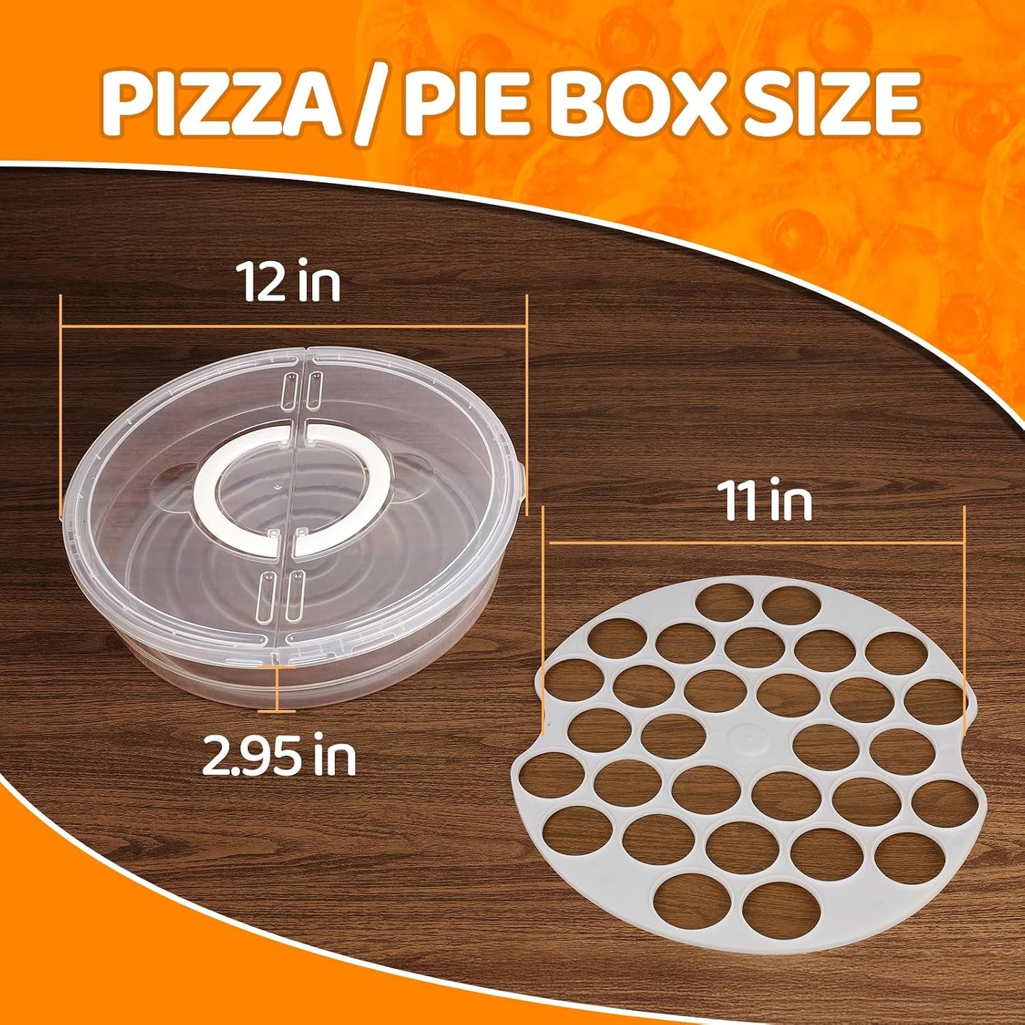 Pizza Storage Container Set, Reusable Pizza Container for Leftover Pizza, Pie Carrier with Lid and Handle, Pie Storage Container & Pie Holder(2/3 Pack + Egg Tray) (2 containers with egg tray)