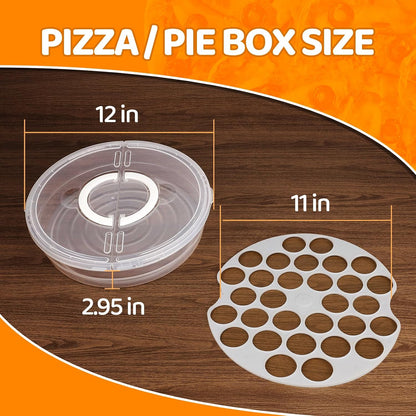 Pizza Storage Container Set, Reusable Pizza Container for Leftover Pizza, Pie Carrier with Lid and Handle, Pie Storage Container & Pie Holder(2/3 Pack + Egg Tray) (2 containers with egg tray)