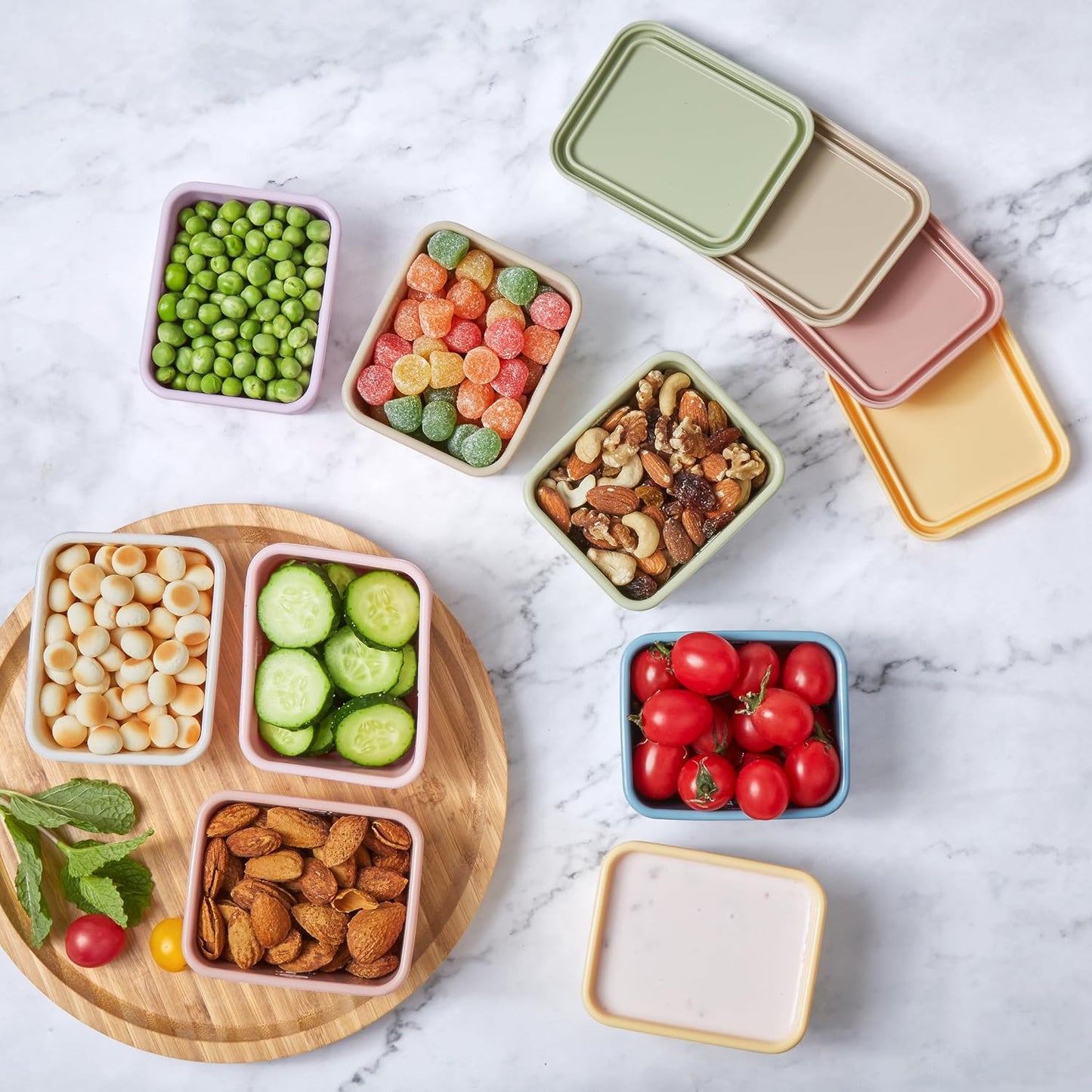 ISSEVE 8oz Silicone Snack Containers for Kids, 1 Cup Reusable Small Containers with Lids, Leak Proof Silicone Food Storage Containers, Kids Lunch Box for Daycare, School, Travel (4)