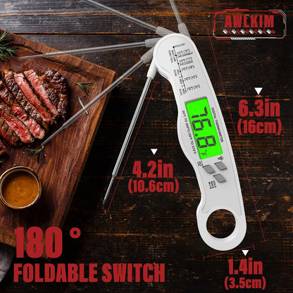 AWLKIM Meat Thermometer Digital, Instant Read Food Thermometer, Red