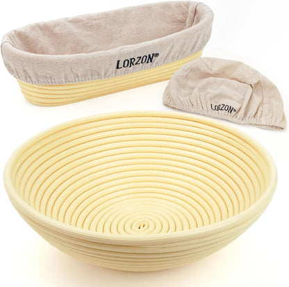 Banneton Proofing Basket Set, Sourdough Bread Baking Supplies (Plastic)
