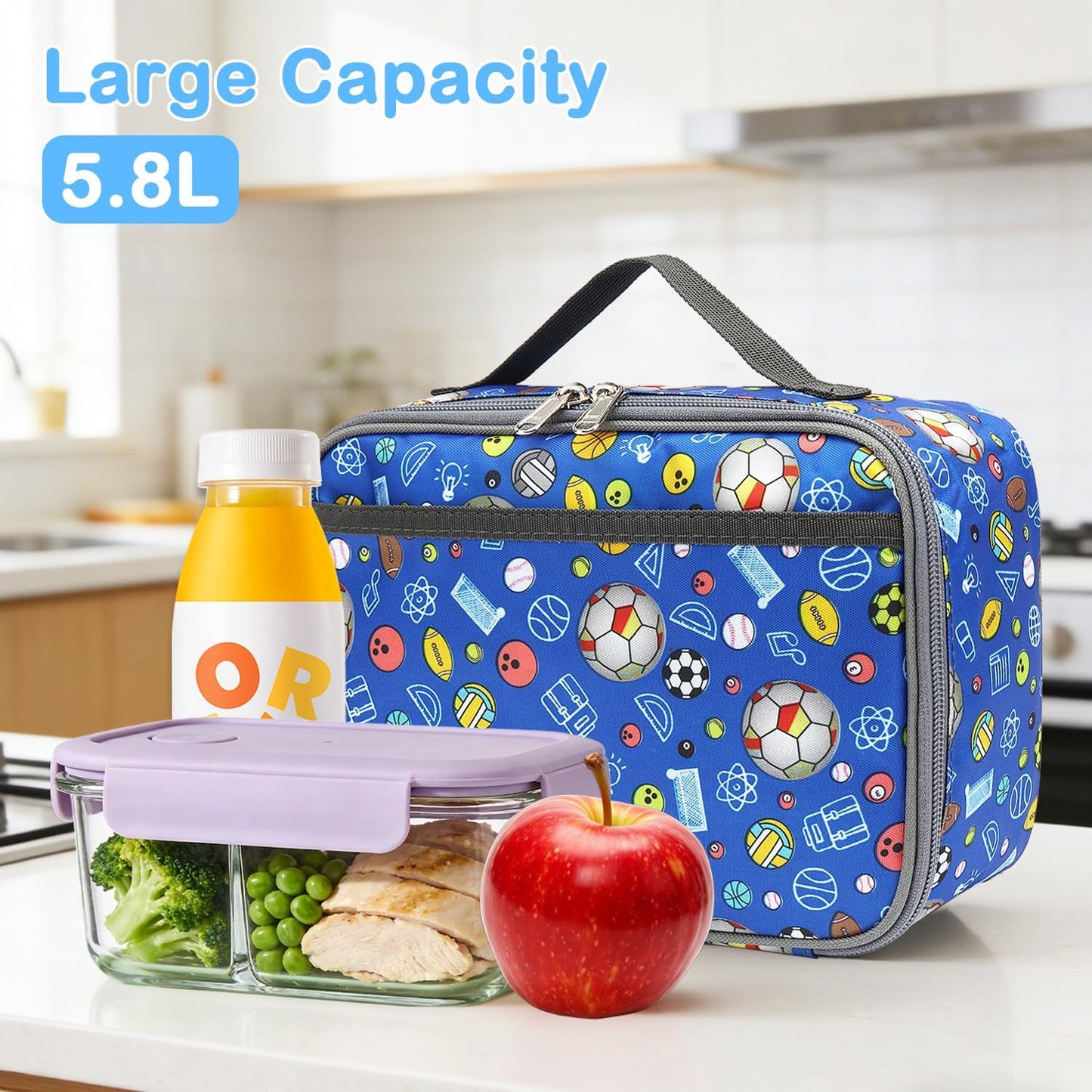 FlowFly Kids Lunch box Insulated Soft Bag Mini Cooler Back to School Thermal Meal Tote Kit for Girls, Boys, Astronaut - Colors B