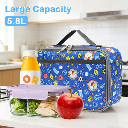 FlowFly Kids Lunch box Insulated Soft Bag Mini Cooler Back to School Thermal Meal Tote Kit for Girls, Boys, Astronaut - Colors B