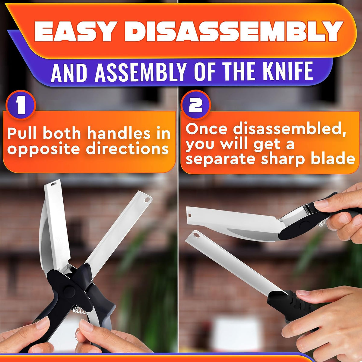2 in 1 Kitchen Scissors for Food with Knife Sharpener (Grey)