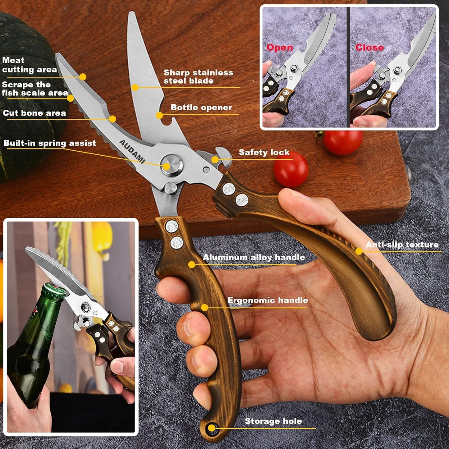 2 Pack Kitchen Shears,Heavy Duty Stainless Steel All-Purpose Poultry Meat Scissors for Cooking-Dishwasher Safe