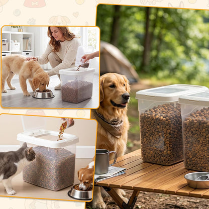 2 Pack Airtight Dog Food Storage Container, 27.6 Lbs Clear Pet Food Storage Bin with 2 Measuring Scoops for Pet Dog Cat Grain Rice Treat