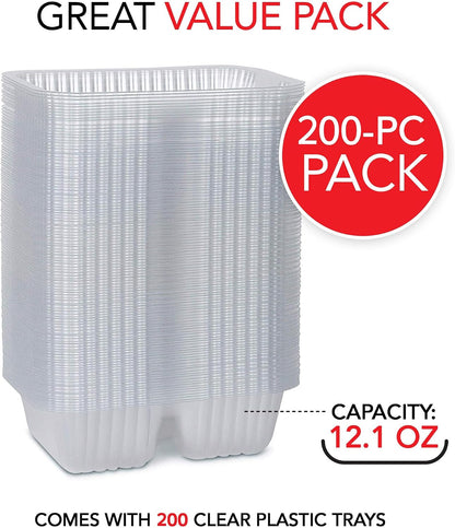 12oz Plastic Nacho Trays (100 Pack) Small Disposable Tray for Nachos & Cheese Dip, Concession Stand Supplies, Movie Night Snacks for Kids, Carnival Party Decorations, Food Boats, Snack Containers…